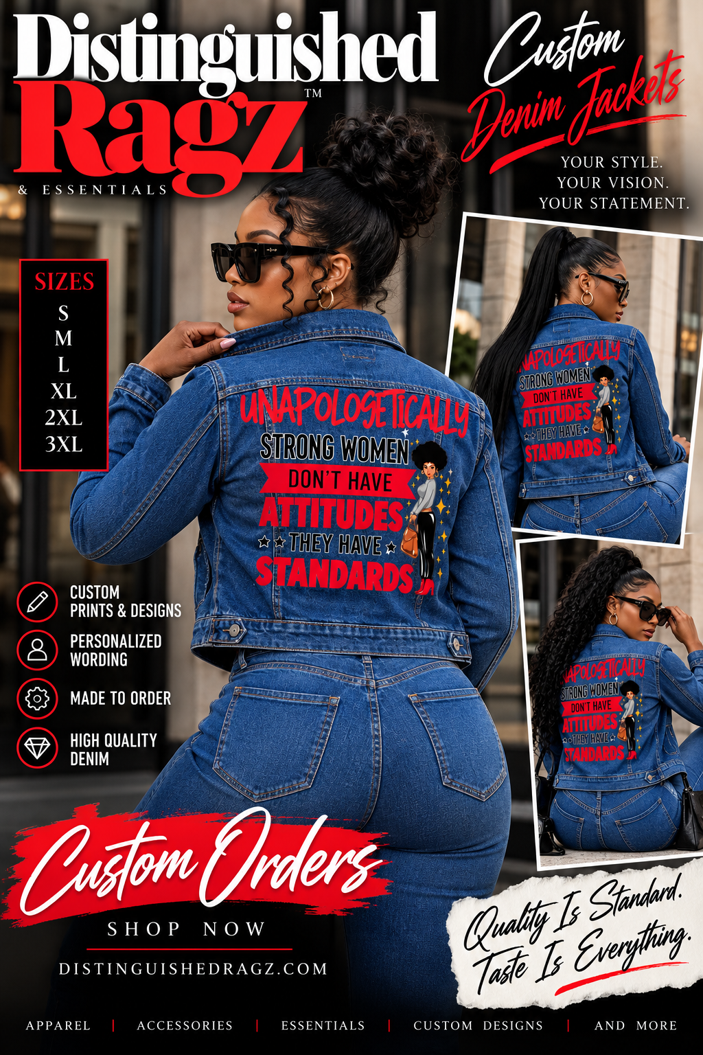 Distinguished Ragz "Unapologetically" Denim Classic-Cut Jacket