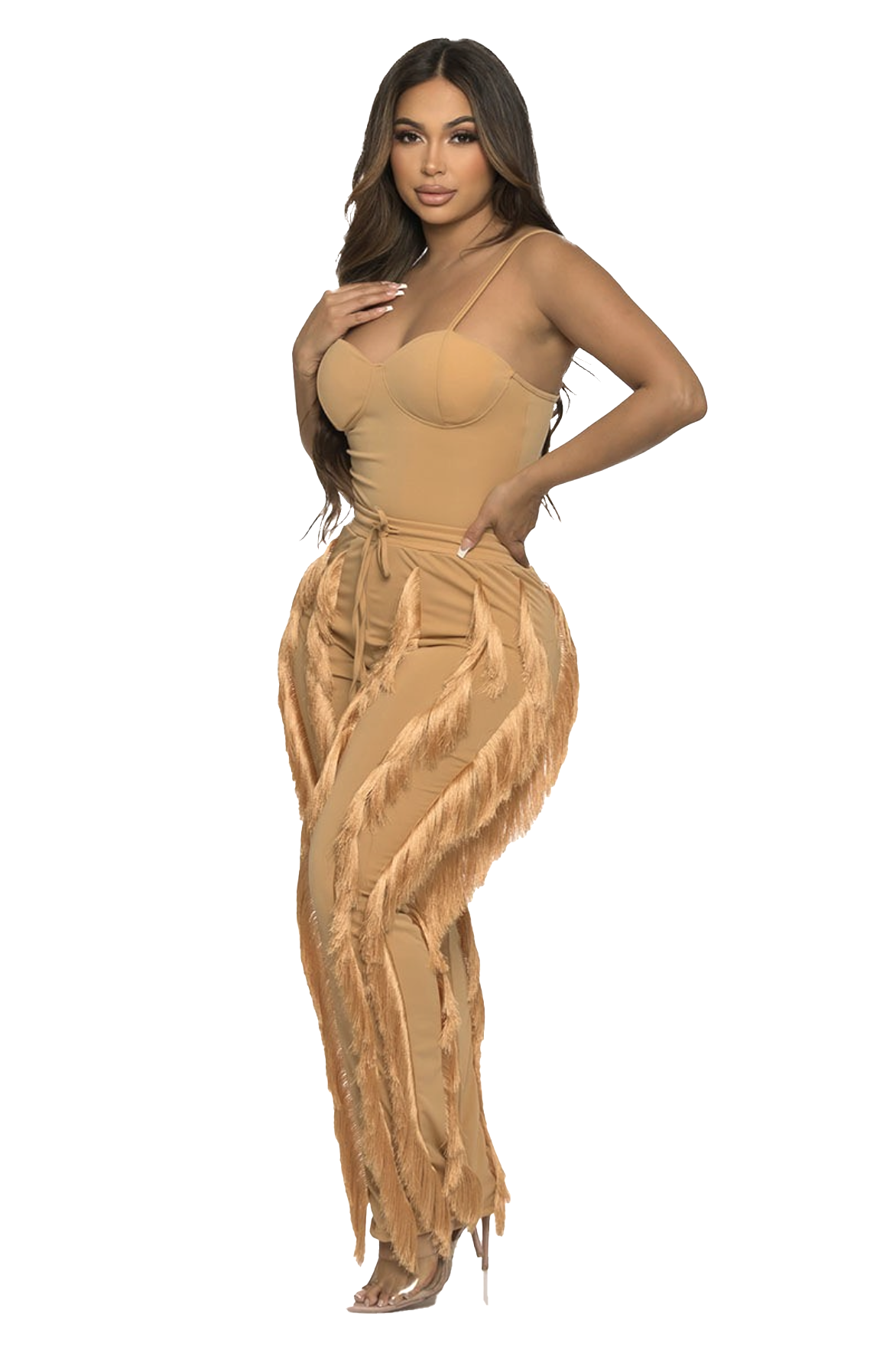 Two Piece Bodysuit &  Tassel Pants Set {has very good stretch}