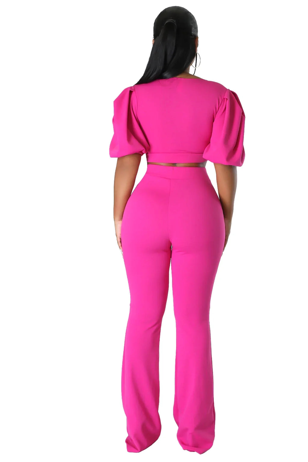 Two Piece Cropped Top Palazzo Pants Set