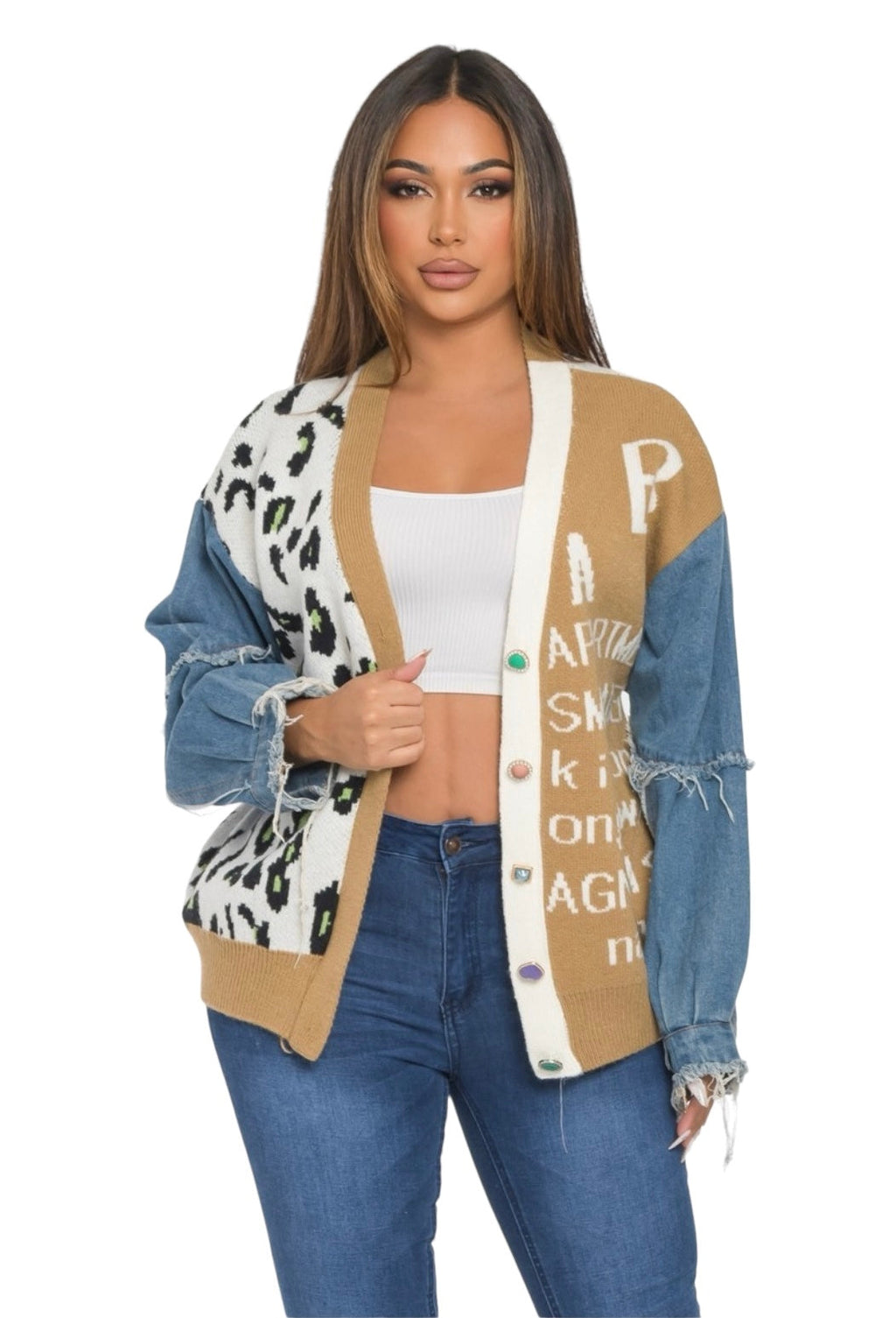 Denim Cardigan Sweater