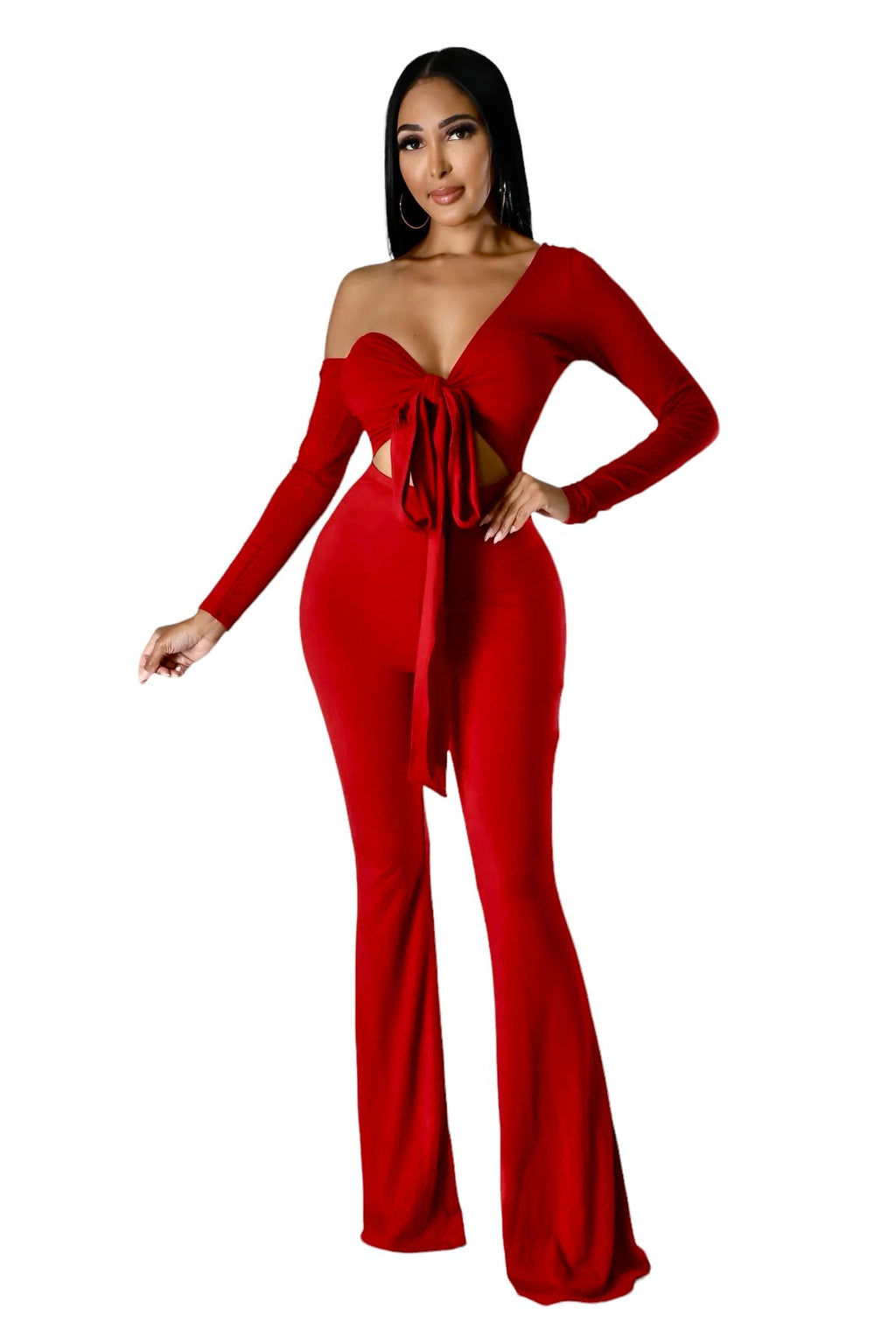 One Shoulder Long Sleeve Convertible Jumpsuit {Tall Gyrl Friendly}