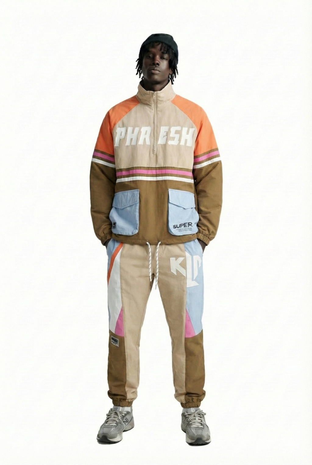 HAZEL Retro Men's premium crispy nylon long sleeve half zip pullover jacket