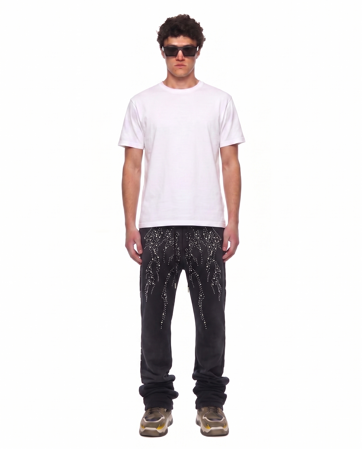 PANTHEON Washed French Terry Stacked Jogger Pants
