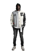 CAPELLA Men's Melton Body with Faux Leather Sleeve Varsity Jacket