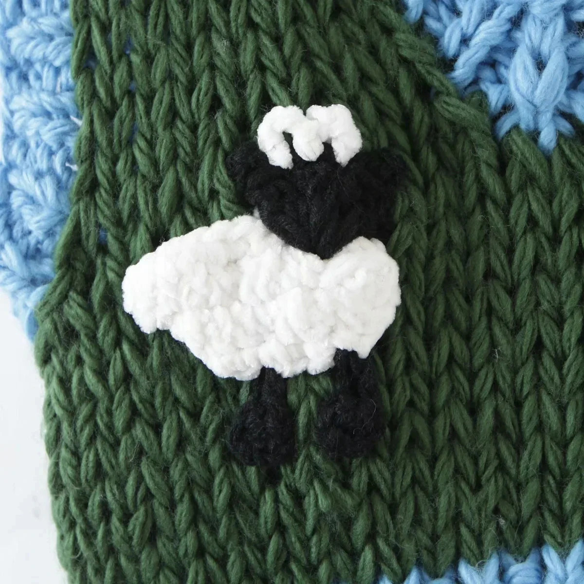 Sheep Knitted Sweater Vest Vintage Animal  Blue Cropped Sweater