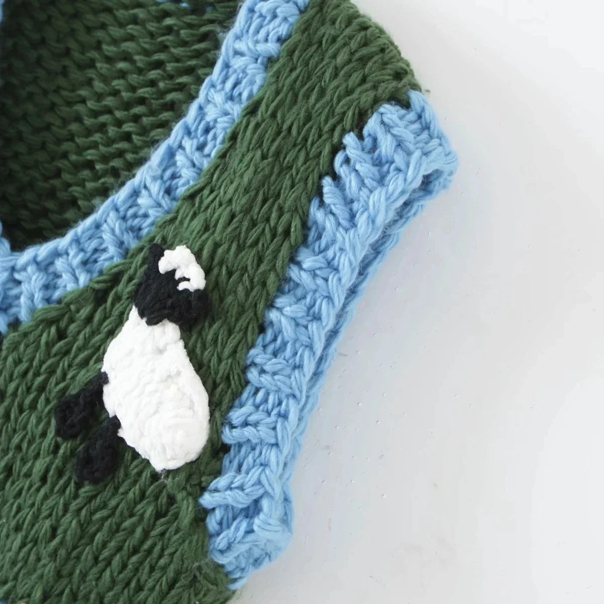 Sheep Knitted Sweater Vest Vintage Animal  Blue Cropped Sweater