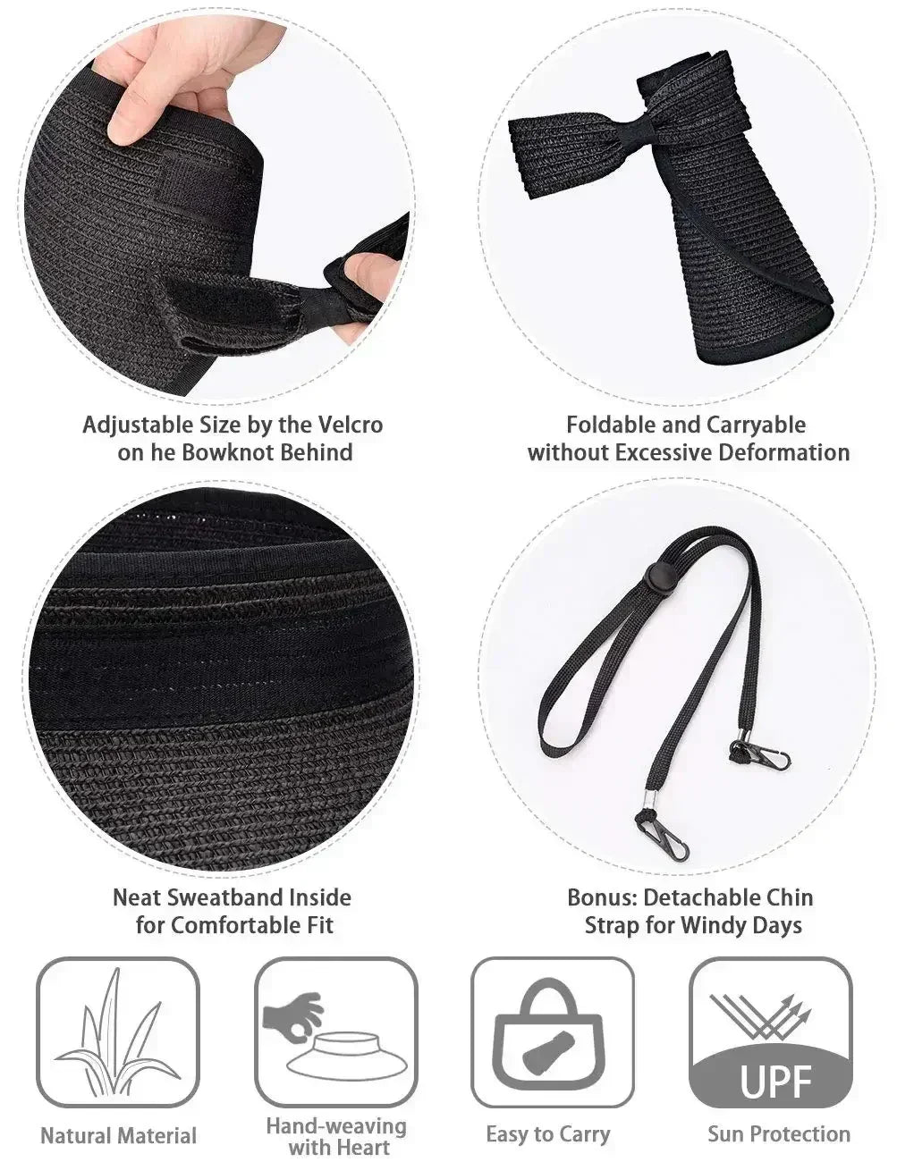 Women Summer Visors Hat Hat - Stylish and UV-Resistant for Outdoor HikingFoldable Sun Cap Wide Large Brim Beach Straw Hats Chape