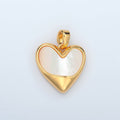 24K Gold Filled 16mm Shell Pearl Molten Bezel Heart Pendant | H498