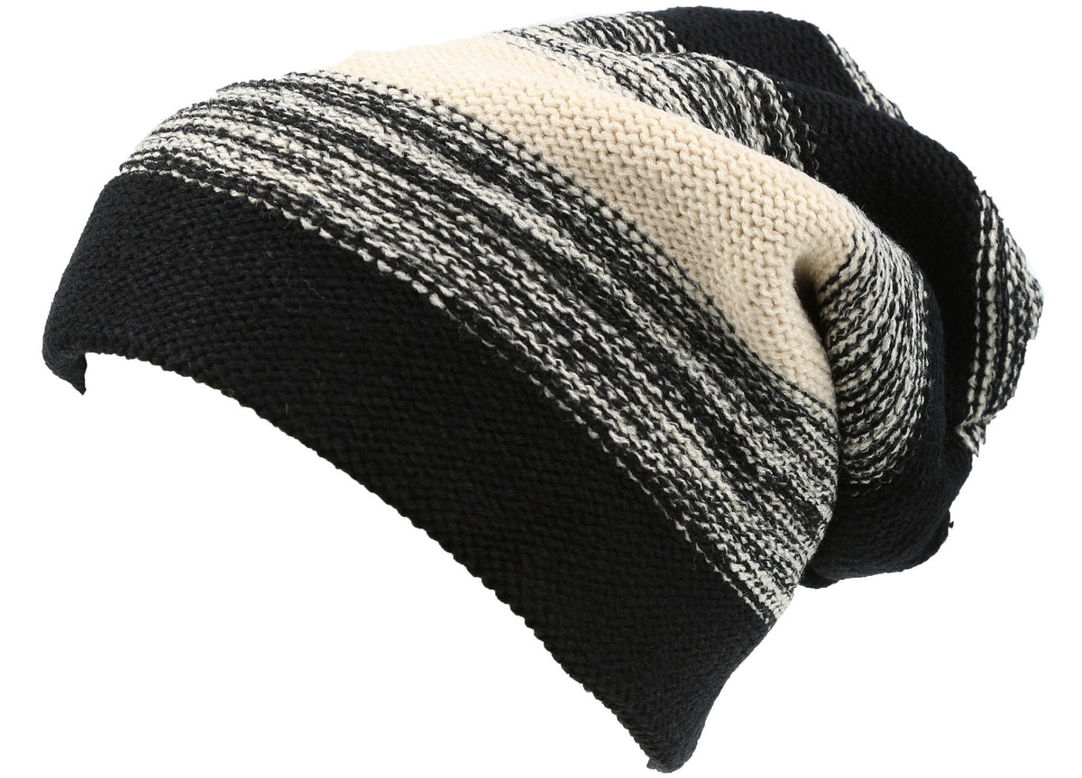 Sakkas Balmn Unisex Striped Heather Long Beanie Hat, Faux Fur Lined