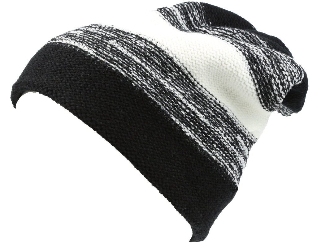 Sakkas Balmn Unisex Striped Heather Long Beanie Hat, Faux Fur Lined