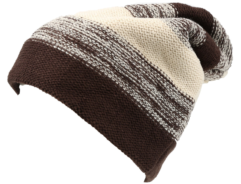 Sakkas Balmn Unisex Striped Heather Long Beanie Hat, Faux Fur Lined