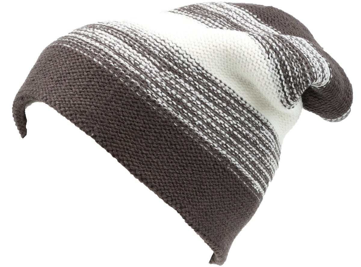 Sakkas Balmn Unisex Striped Heather Long Beanie Hat, Faux Fur Lined