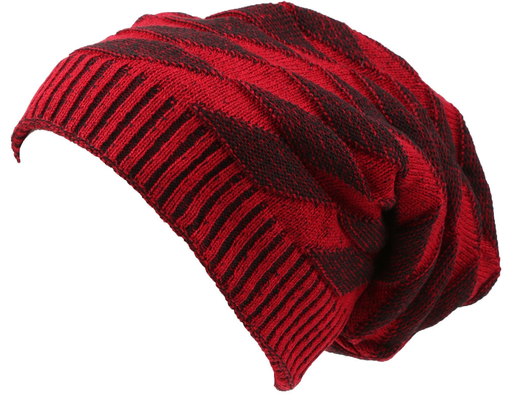 Sakkas Zaye Diamond Knit Long Slouchy Beanie Hat, Faux Fur Lined