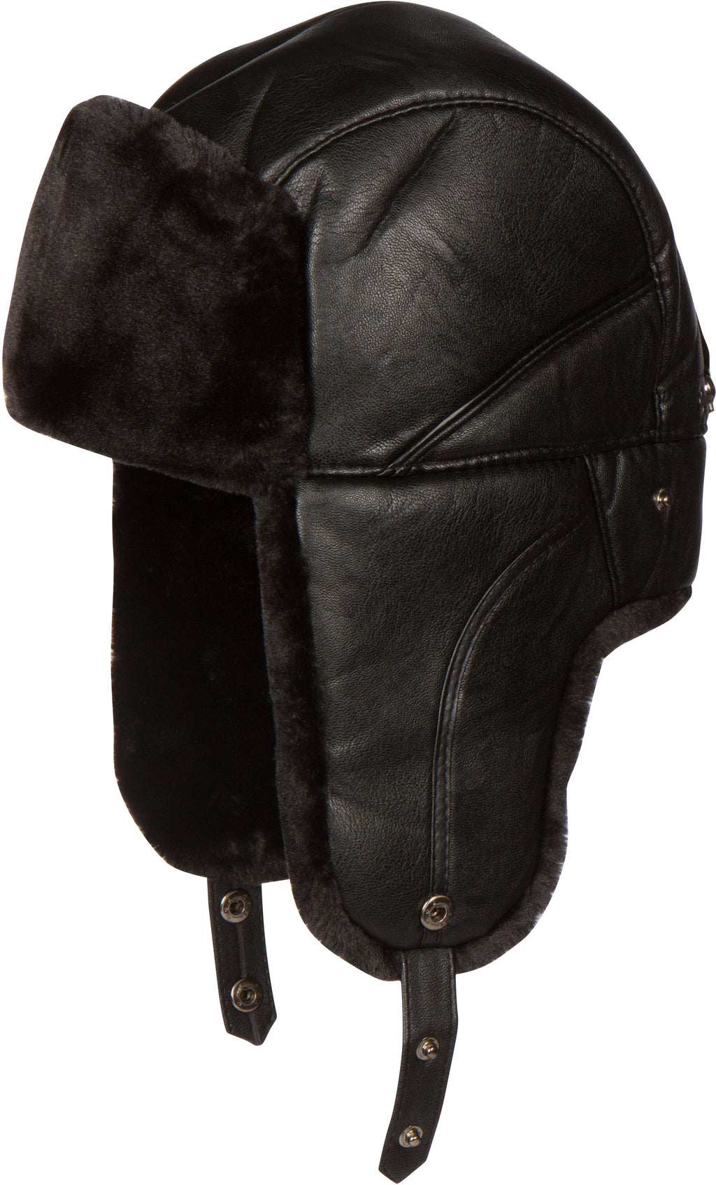 Sakkas Samy Adjustable Leather Aviator Trapper Hat, Faux Fur Lined