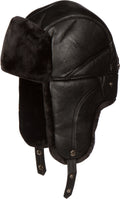 Sakkas Samy Adjustable Leather Aviator Trapper Hat, Faux Fur Lined