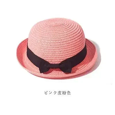 Hats For Women Summer Sun Protection Straw Hat Female Round Top Curled Brim Parent Child Student Sunshade Travel