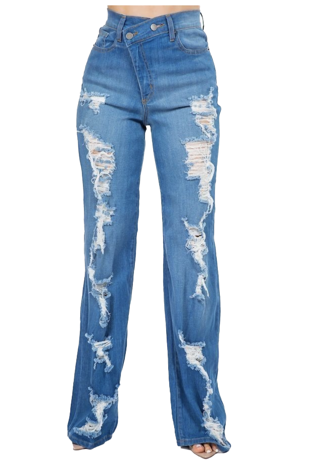 WL06- High Rise Wide Leg- Med Blue