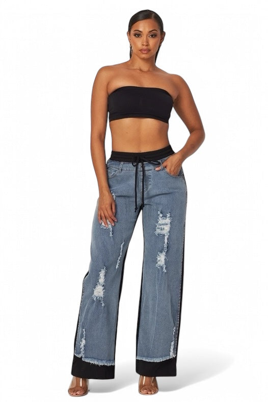 Still Got It Denim Jeans Sweatpants Mix