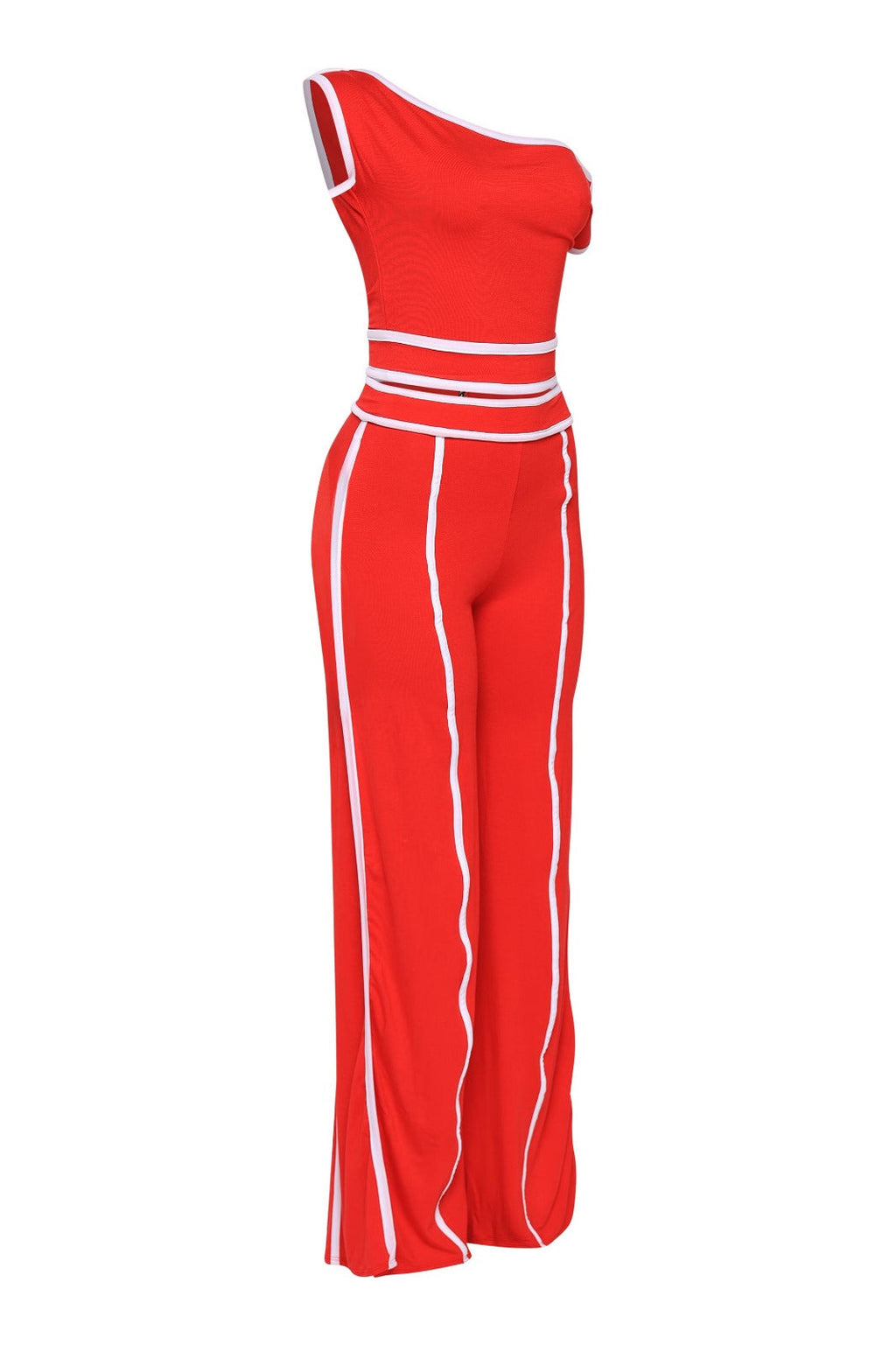 Off Shoulder Short Sleeve Top with Wide Leg Pants