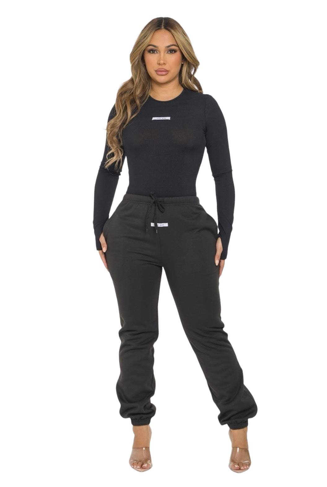Ribbed HAND MADE Bodysuit and Jogger Pants Set