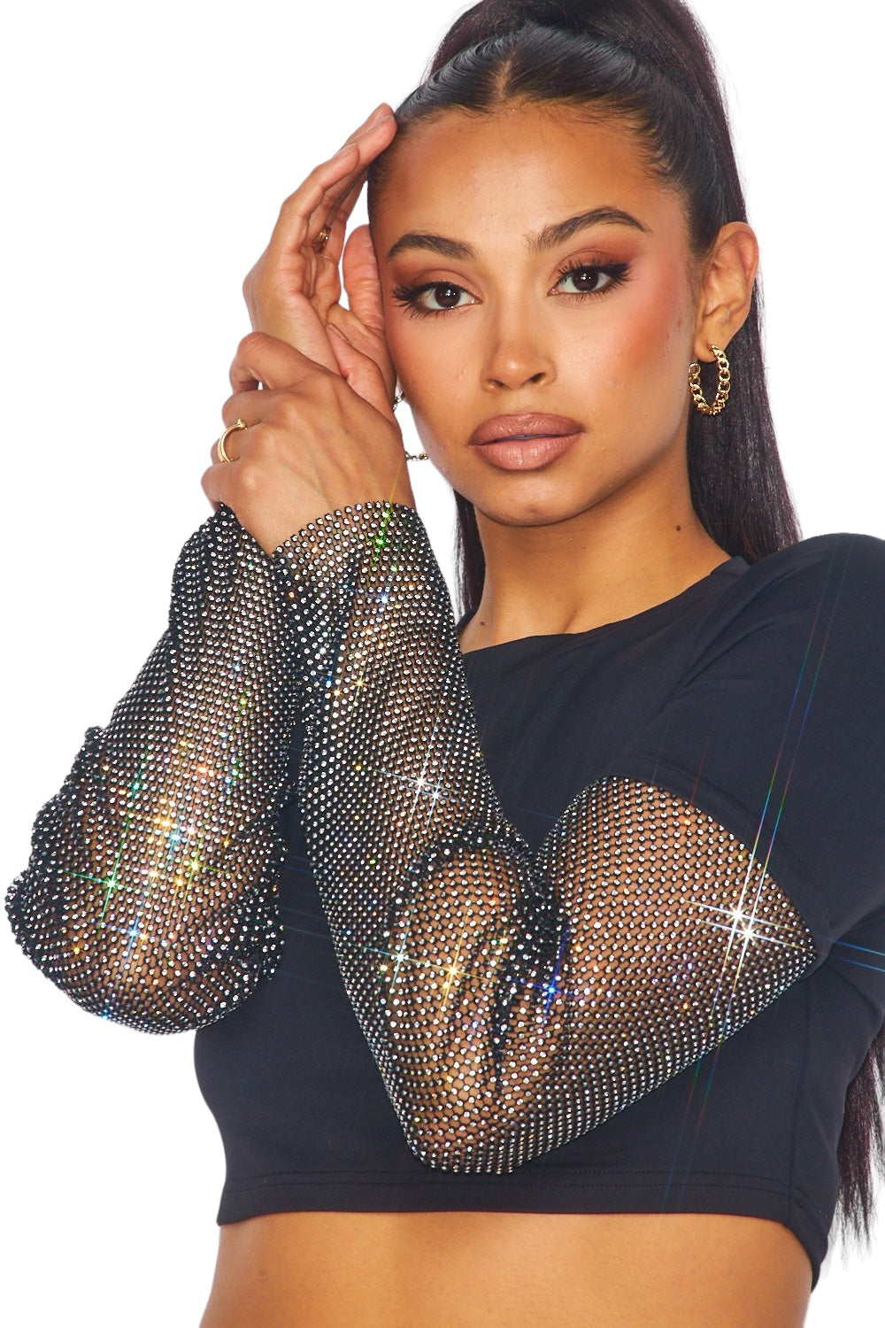 Jewel Sleeve Crop Top