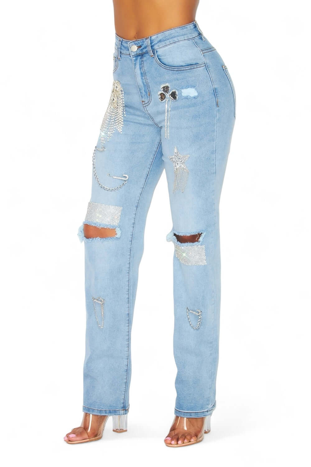 Dreaming Of You Rhinestone Fringe Denim Pant Jeans