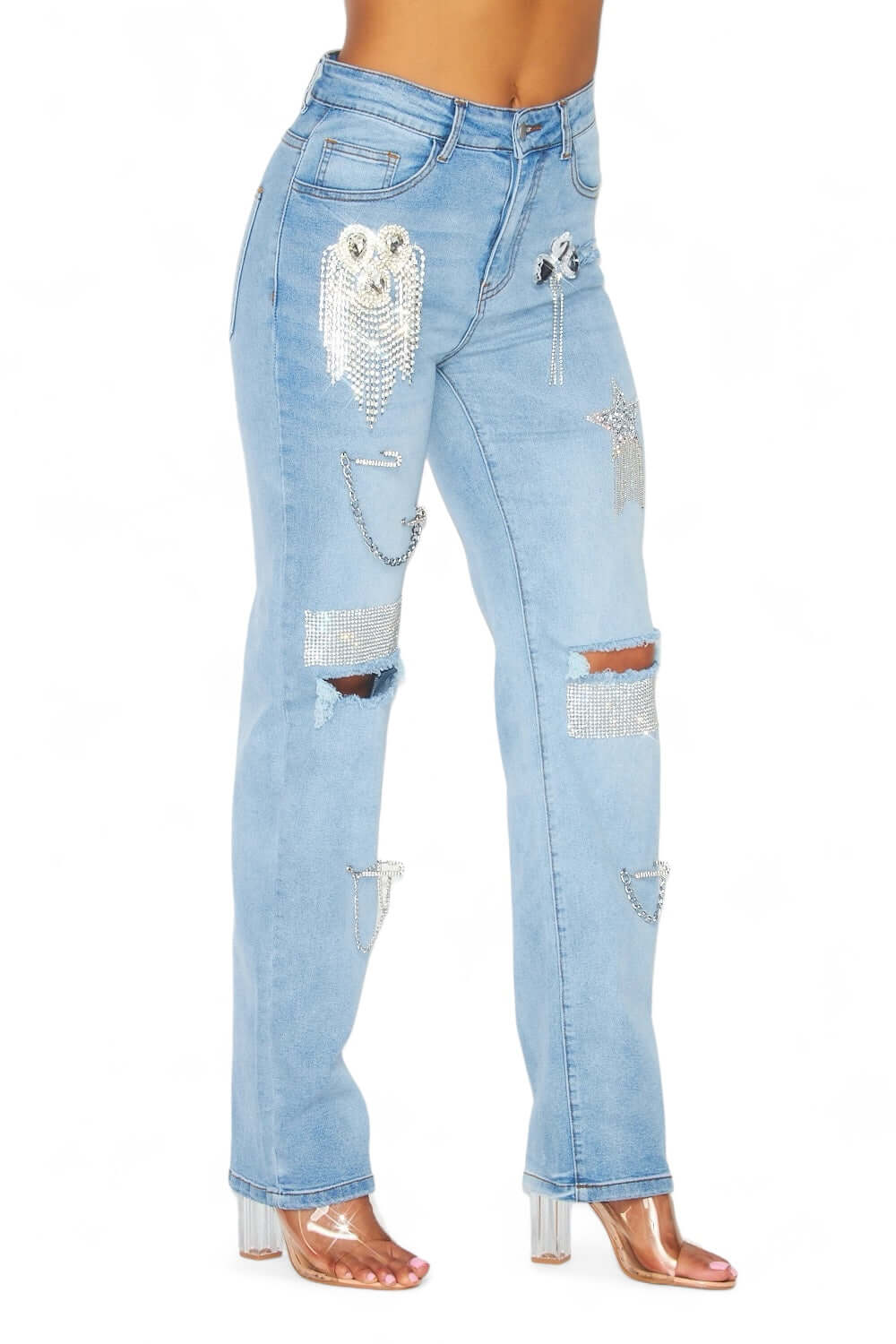 Dreaming Of You Rhinestone Fringe Denim Pant Jeans