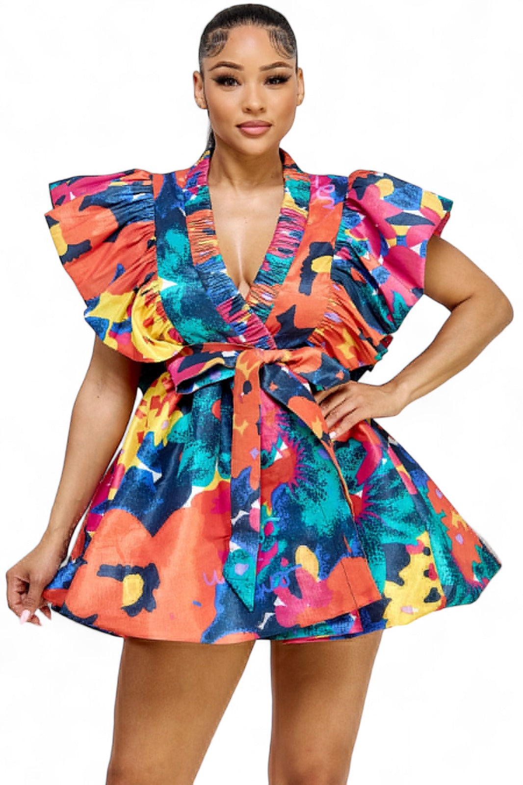Print Wrap Dress