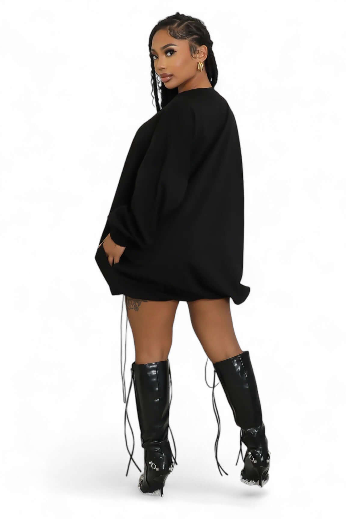 Oversized Pullover Dress with Drawstrings