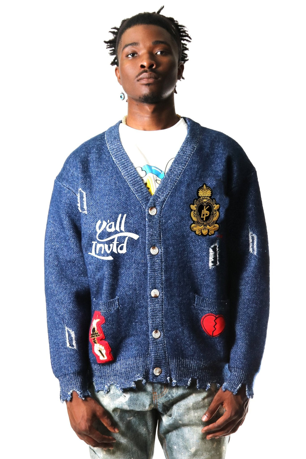 MAINZ  Men's premium sweater cardigan with embroidery & patches