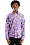 Pello Men's ripped & repaired button down shirt