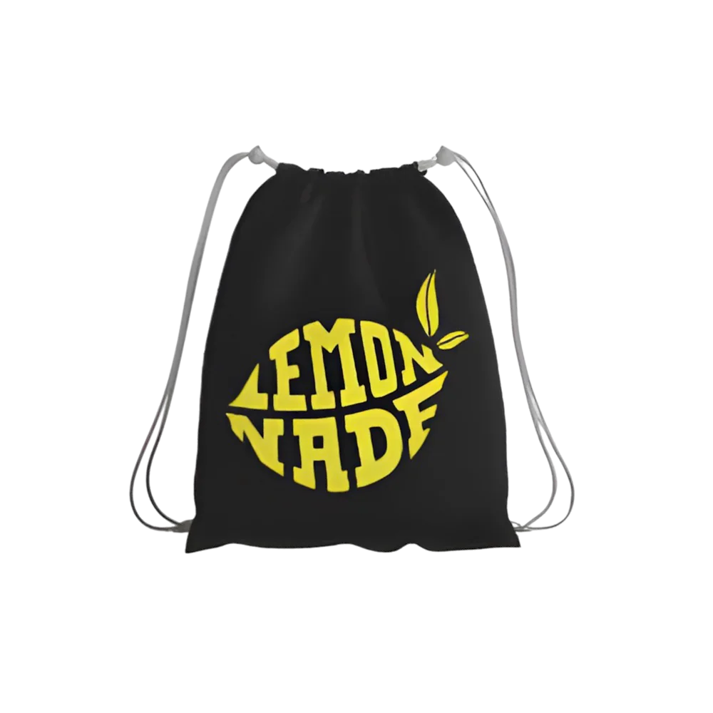 LemonNade - Yellow Strap on Black Drawstring Bag