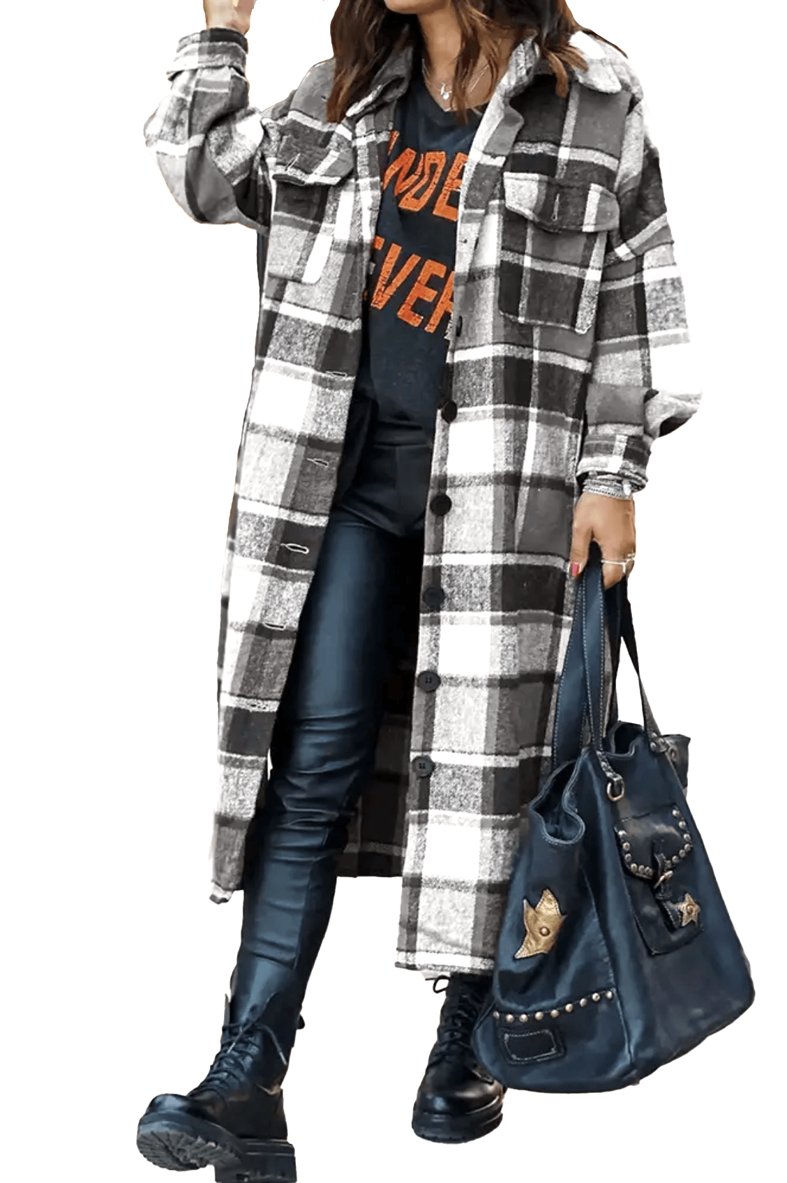 Long Plaid Flannel Shacket