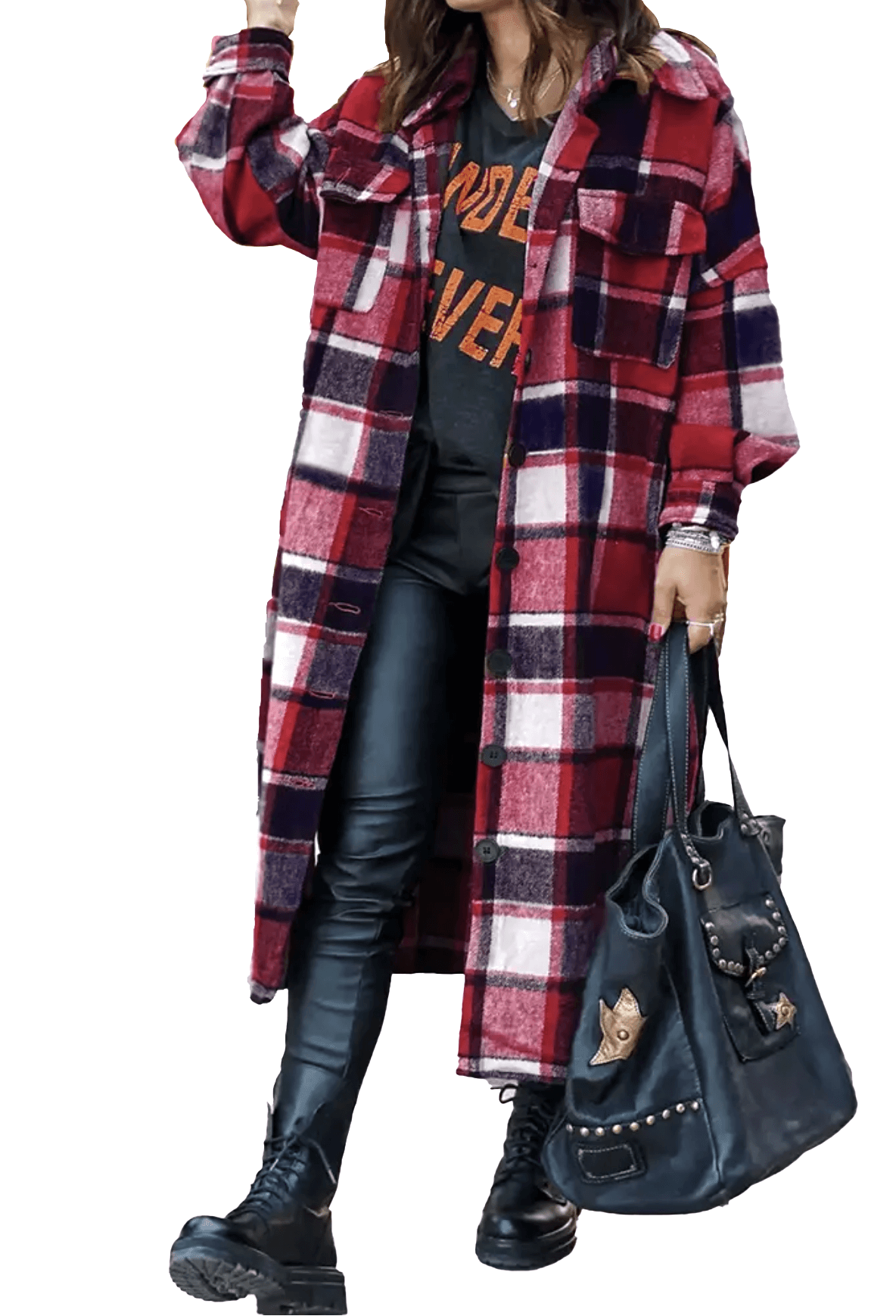 Long Plaid Flannel Shacket
