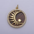 14k gold filled tiger eye charm pendant crescent moon star charm for celestial necklace bracelet jewelry making n-700
