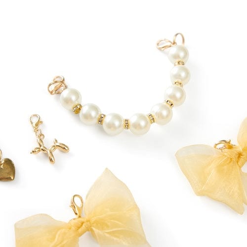 Shoe Charm Set - Gold Bows & Pearls