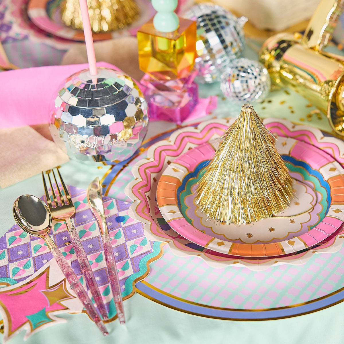 Mini Gold Fringe Party Hats (set of 4)