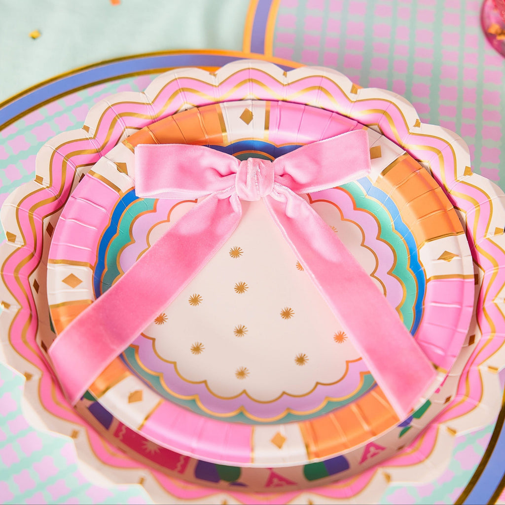 Pink Velvet Clip-On Bow Set (5 count)