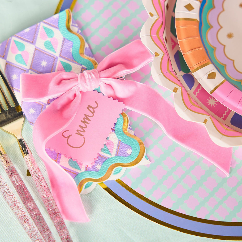 Pink Velvet Clip-On Bow Set (5 count)