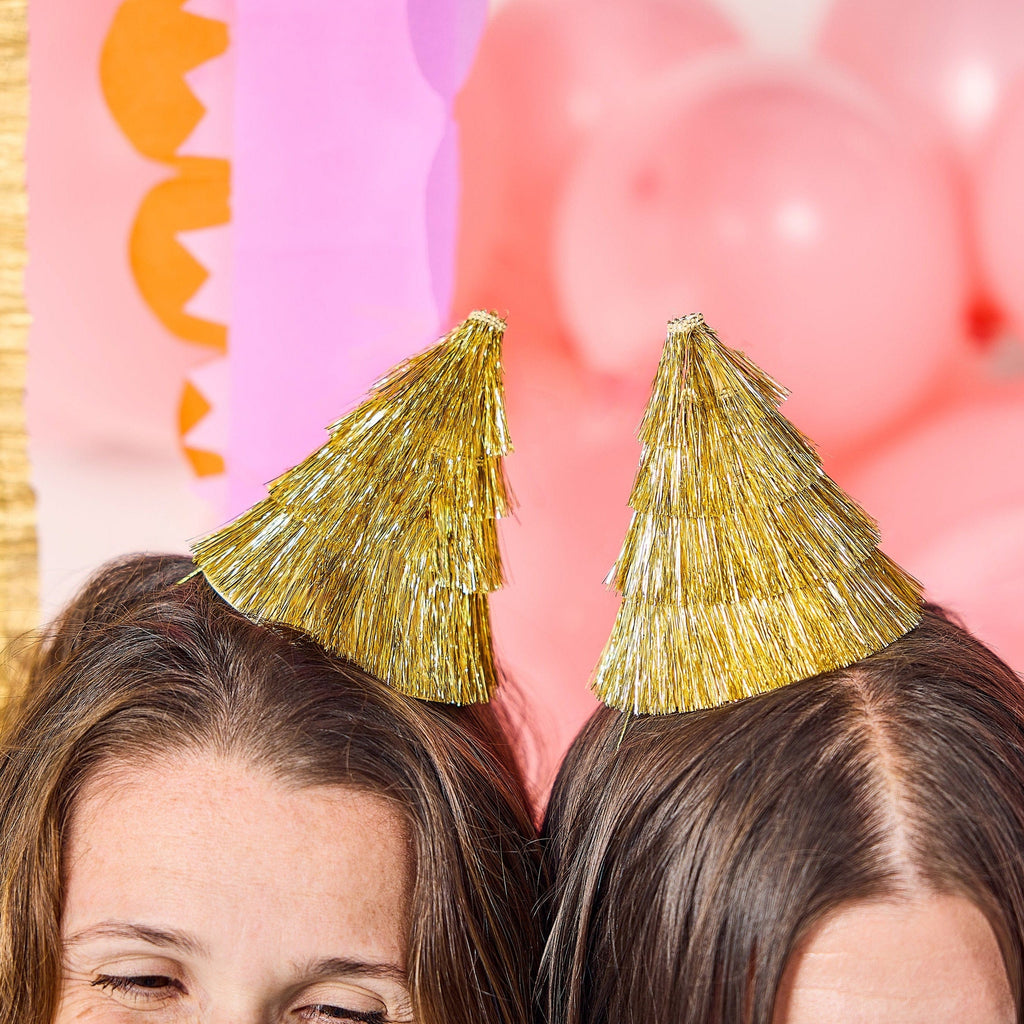 Mini Gold Fringe Party Hats (set of 4)
