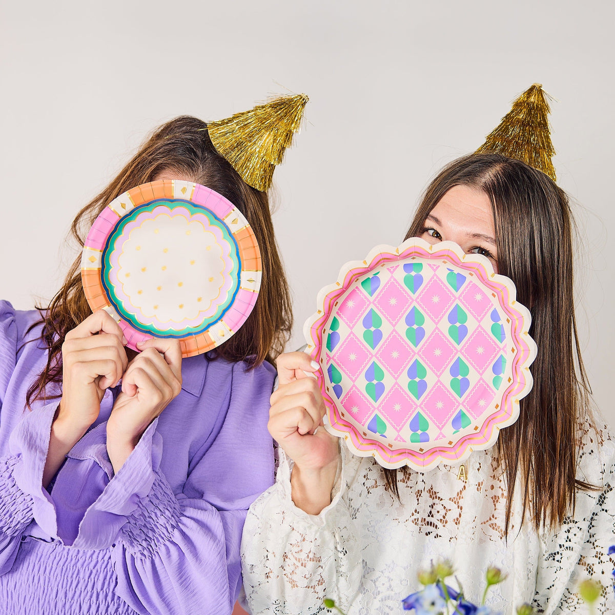 Mini Gold Fringe Party Hats (set of 4)