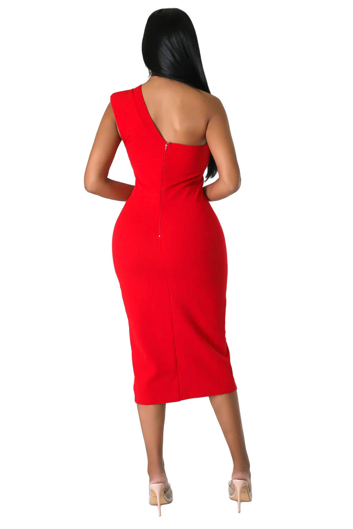 One Shoulder Slide Slit Dress
