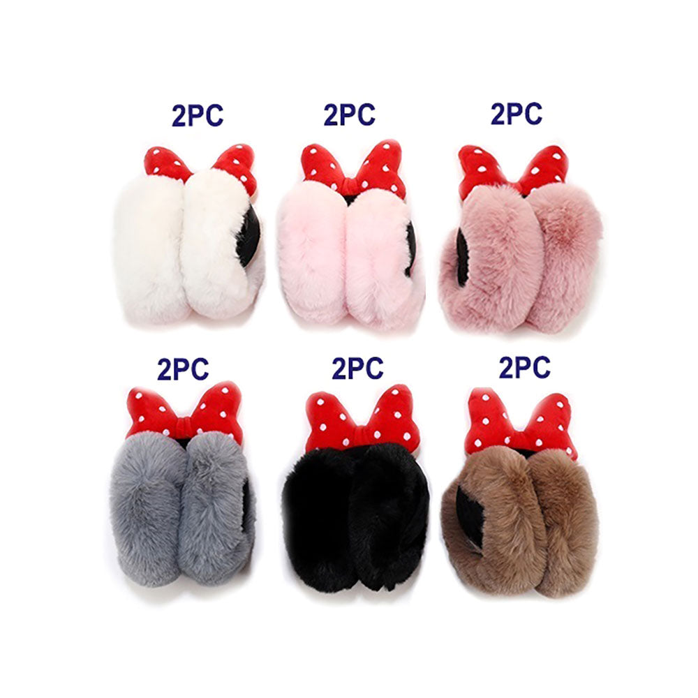 12PCS - Foldable Bow Plush Earmuffs