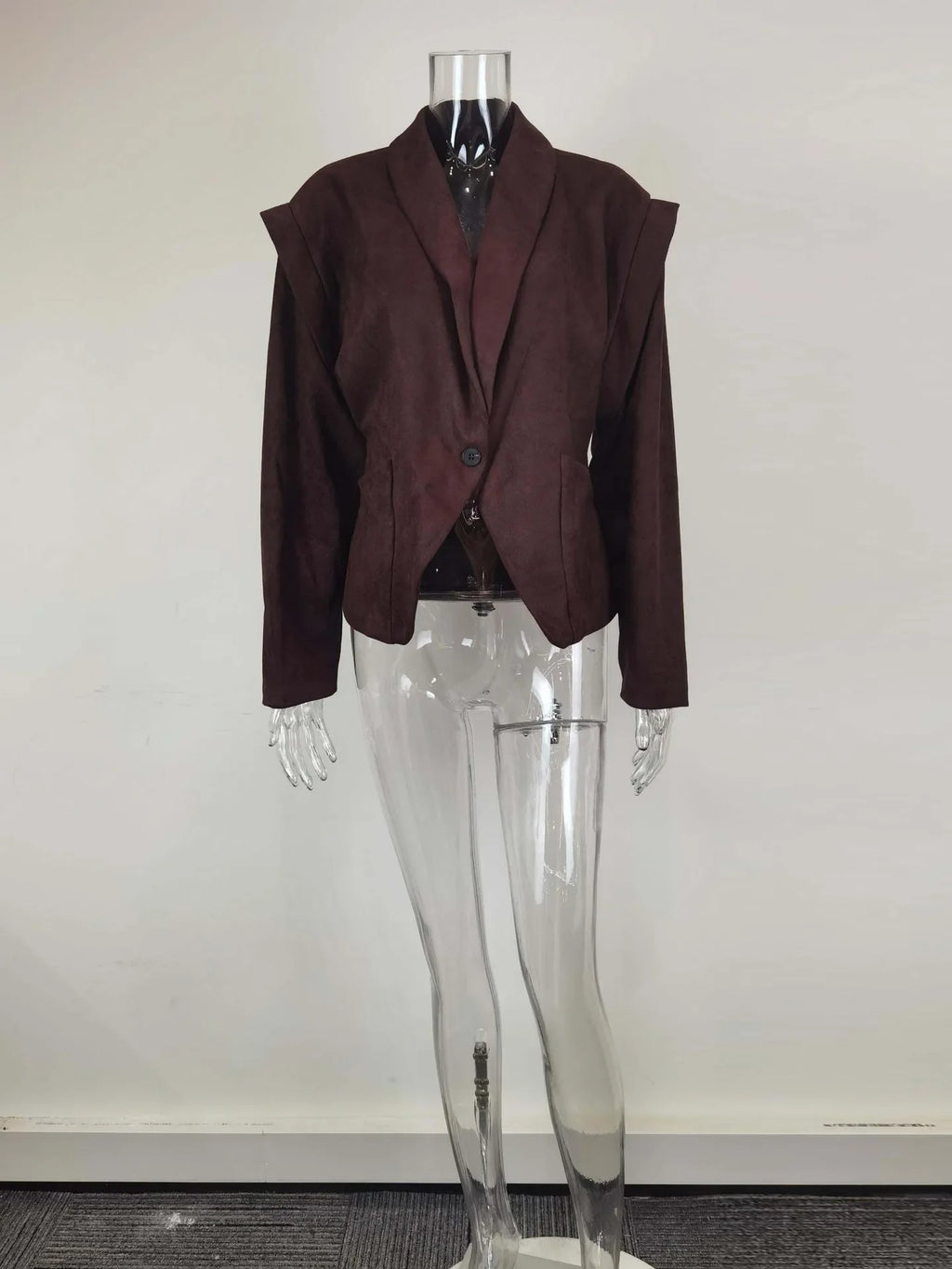 Phantasy Single Breasted Buckle Casual Suede Jacket Street Fashion Waist with Buttons