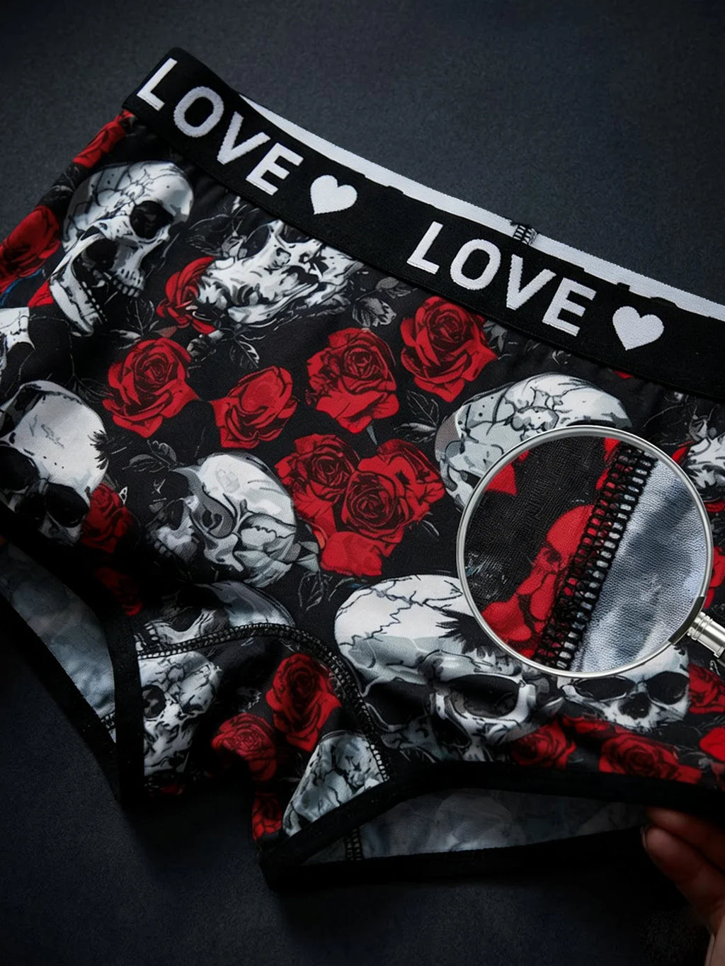 Women Seamless Panties High-waisted Boy shorts Gothic Skull Soft Breathable Stretch Underwear