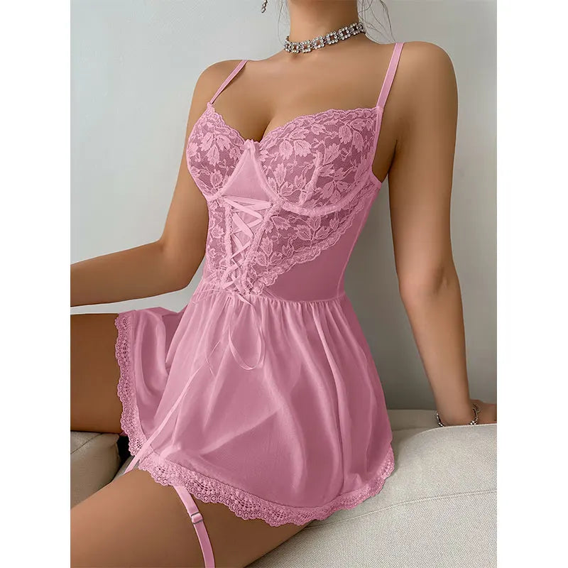 Lace Open Bra Underwear Set Lace Up  Lingerie