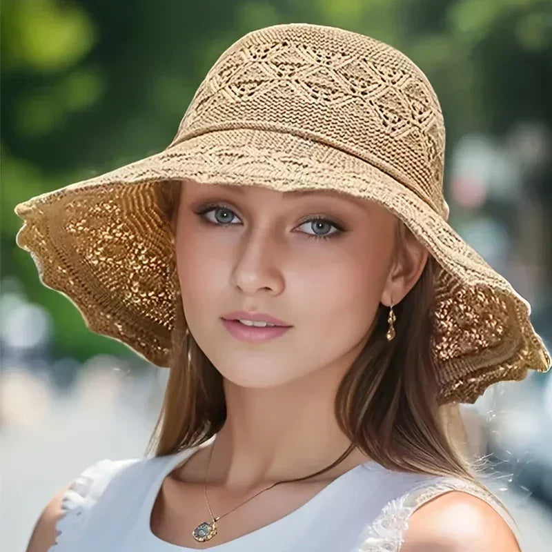 Korean version new straw hat summer sun hat sun protection wave sun hat beach cool hat women's hat