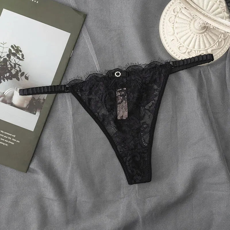 Low-Waisted Sexy Thong Attractive Breathable Women Rhinestone