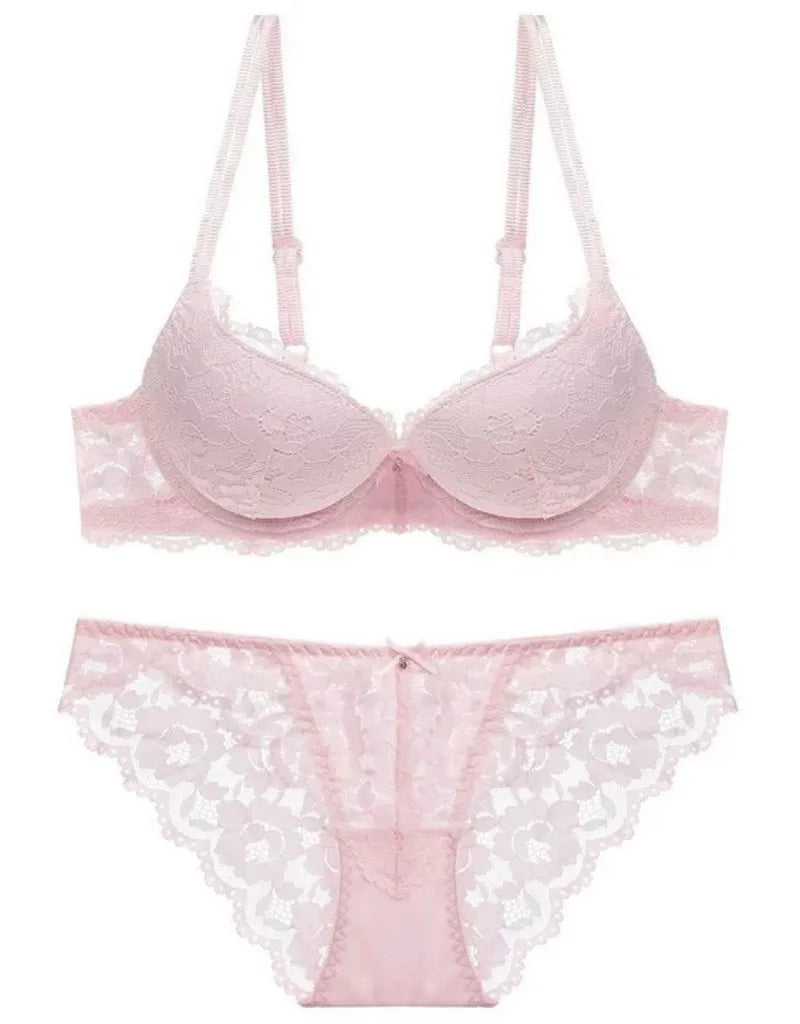 Bow Padded Push Up women's Bra Set Suitable for Small Busts