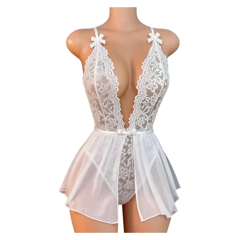 Deep V Sexy Underwear Women One-piece Exotic Bodysuit Set